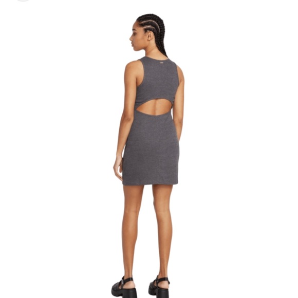 Gray Ribbed Backless Dress - Picture 2 of 2